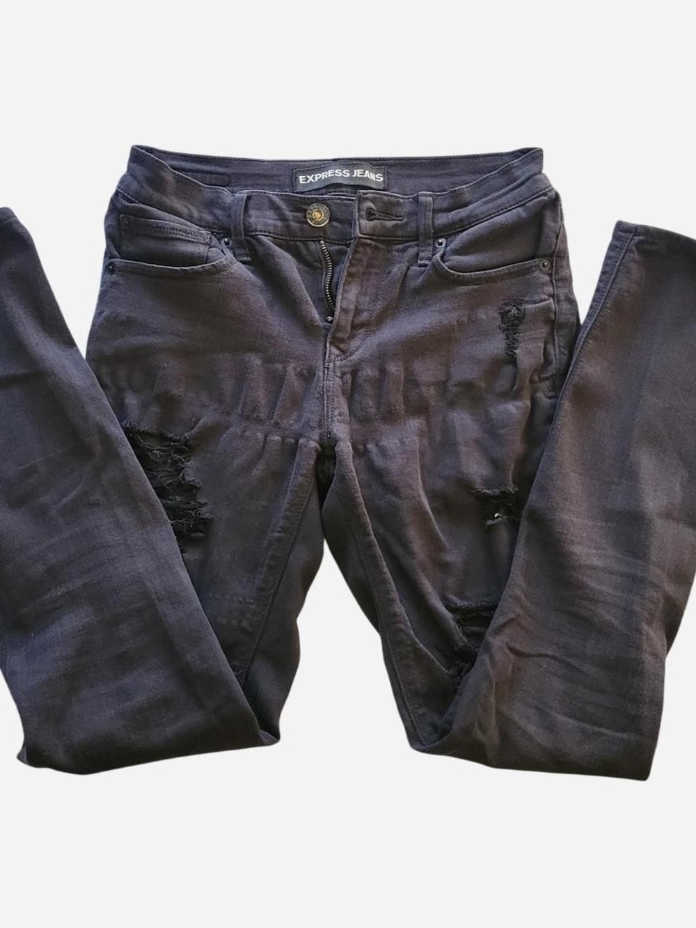 Express Black Distressed Skinny Jeans